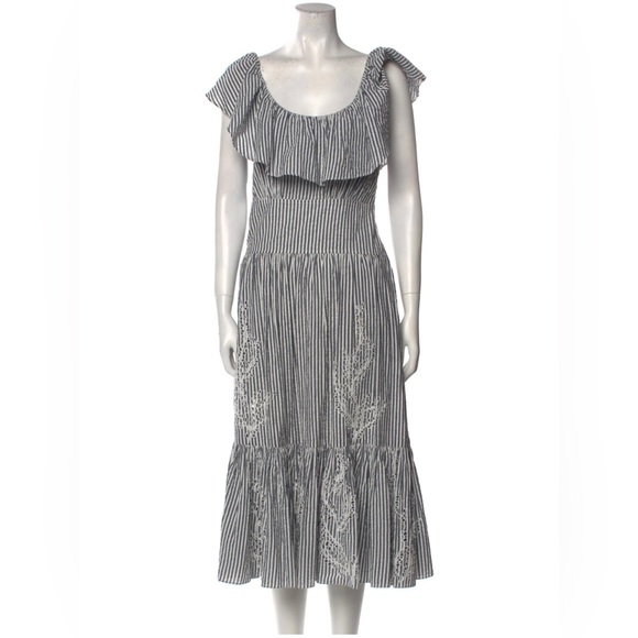 sachin and babi light blue dress THML Embroidered Rib Knit Long Puff Sleeve Top main image 0